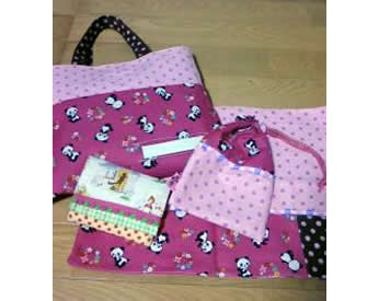 持ち手と内布を工夫した通園セット