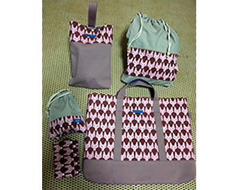 娘が選んだキツネの生地で作った入園セット