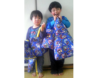 トーマスの生地で作った通園バッグ