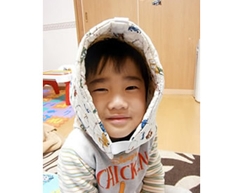 ミシンで作った防災頭巾